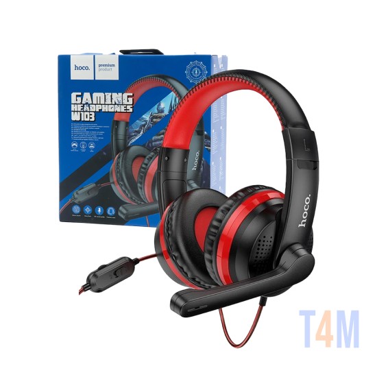 Hoco Magic Tour Gaming Headphone W103 with Audio Adapter 3.5mm 1.2m Red